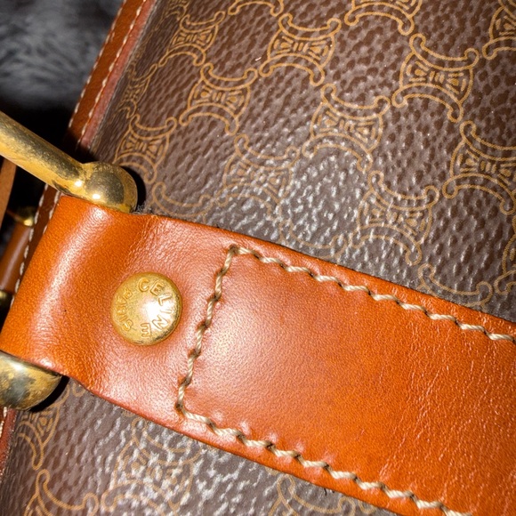 CELINE Brown and Tan Travel Duffel Bag 90s Vintage 🔥 - Picture 5 of 12